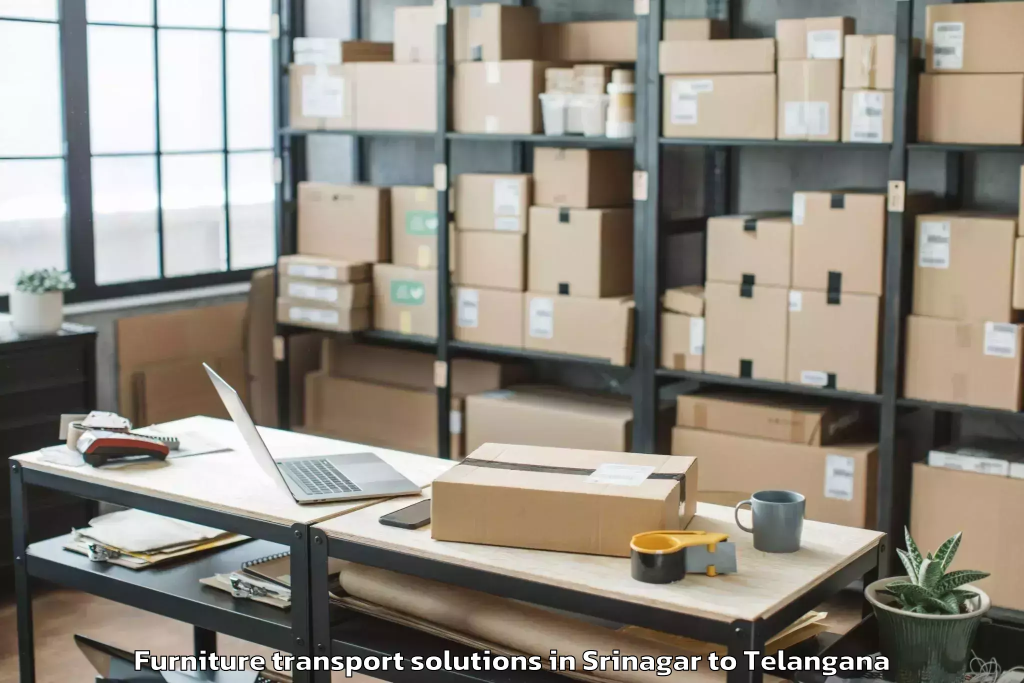 Expert Srinagar to Bellampalle Furniture Transport Solutions